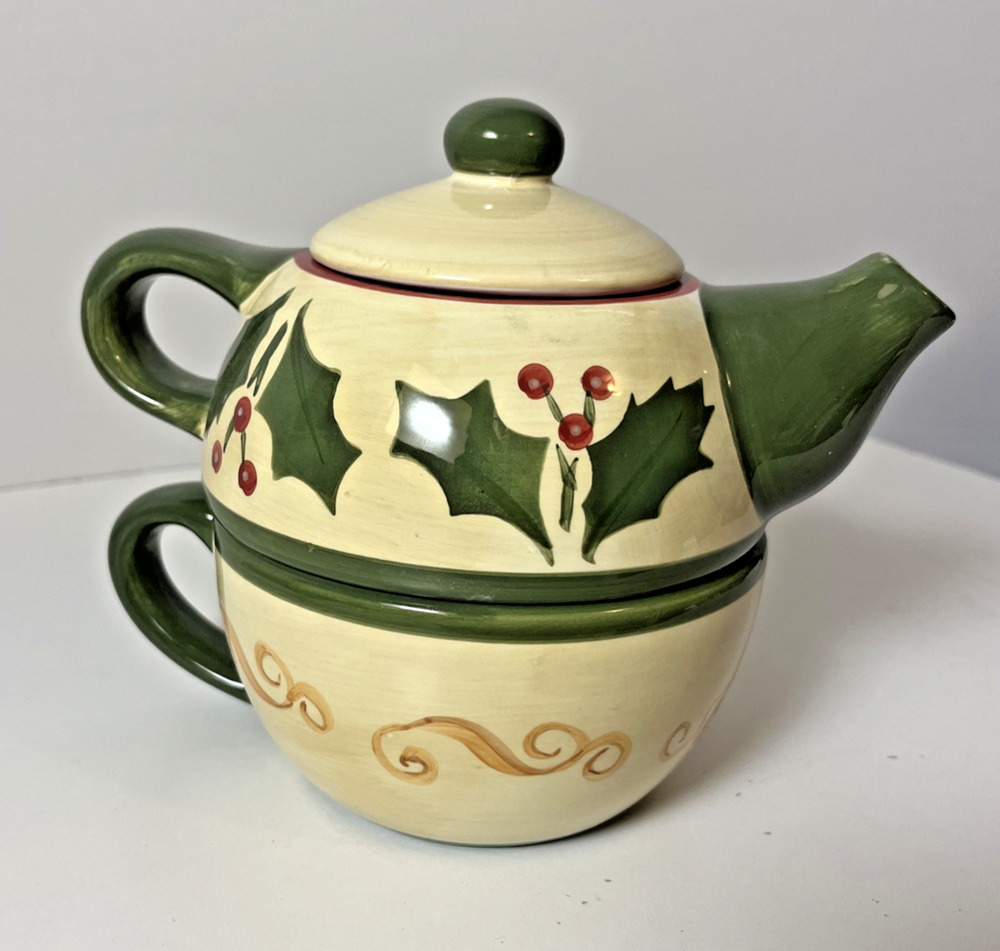 Victorian Holly Tea For One Set
